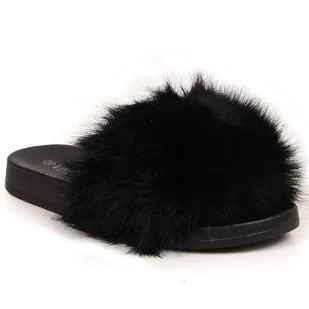 Klapki damskie futrzaki czarne Vinceza - Klapki i japonki damskie - miniaturka - grafika 1