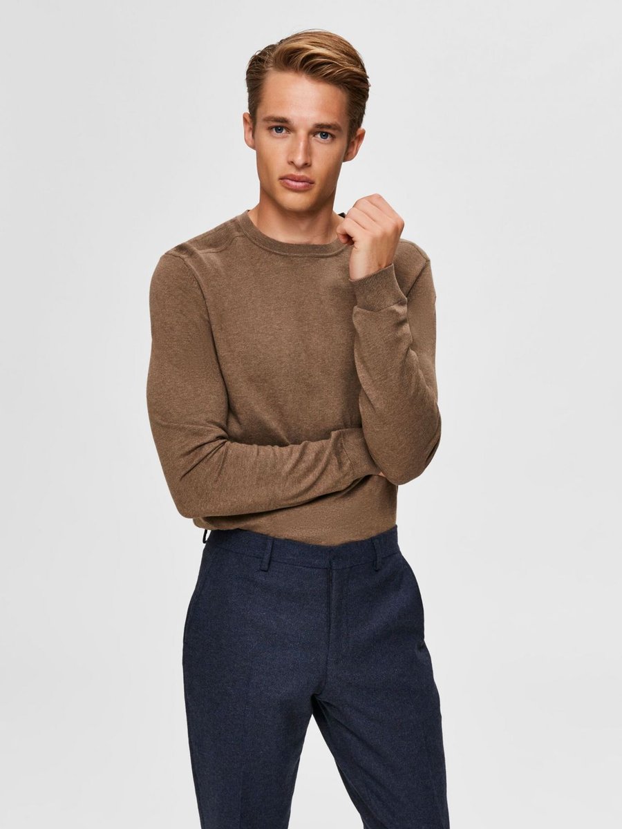 maglie uomo selected 16074682 berg teak melange