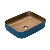 Umywalki - Uptrend Celia umywalka 51x39,5 cm nablatowa prostokątna niebieska/złoty mat TR-T286 - miniaturka - grafika 1
