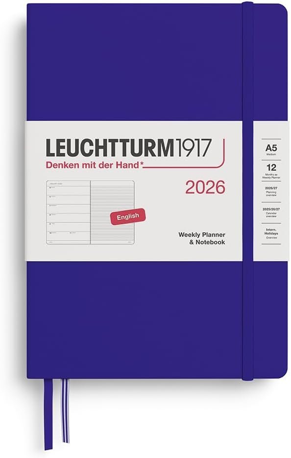 KALENDARZ TYGODNIOWY Z NOTATNIKIEM LEUCHTTURM1917 MEDIUM (A5) 2026 INK