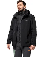 Kurtki i kamizelki sportowe męskie - Jack Wolfskin Kurtka funkcyjna 3w1 "Bergland" w kolorze czarnym - miniaturka - grafika 1