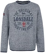 Bluzy męskie - Lonsdale London Męska bluza Borden Crewneck Knit, szary, l - miniaturka - grafika 1
