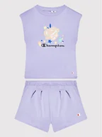 Spodenki damskie - Champion Komplet t-shirt i szorty sportowe 404397 Fioletowy Custome Fit - miniaturka - grafika 1