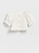 Bluzki dla dziewczynek - Reserved - Krótka bluzka hiszpanka - złamana biel - miniaturka - grafika 1