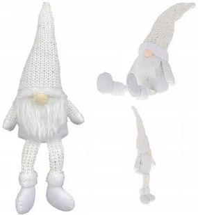 Skrzat Krasnal Z Brodą 45 Cm Świąteczny Biały - Ozdoby bożonarodzeniowe - miniaturka - grafika 1