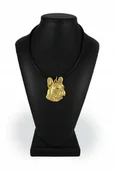 Naszyjniki - Buldog Francuski Pozłacany naszyjnik na rzemieniu - miniaturka - grafika 1