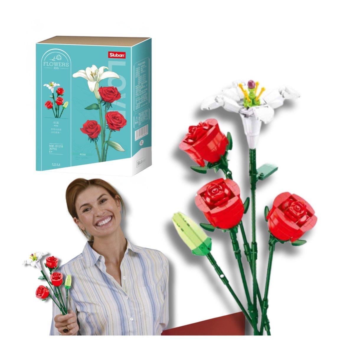 Klocki Konstrukcyjne Zestaw SLUBAN B1121B Róże el. 267 Dzień Nauczyciela