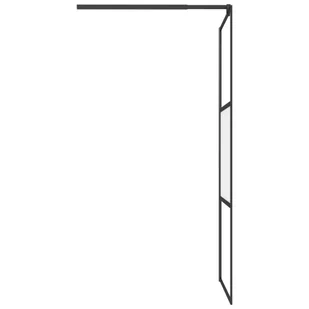 vidaXL Ścianka prysznicowa z półką, czarna, 80x195 cm, ESG i aluminium  - Ścianki i drzwi prysznicowe - miniaturka - grafika 7