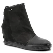 Botki damskie - Czarne Botki Damskie Carinii Skórzane Obuwie - miniaturka - grafika 1