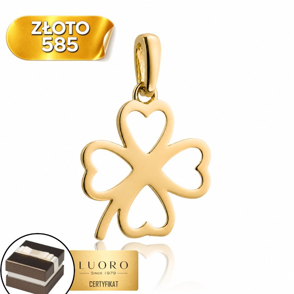 ZAWIESZKA ZŁOTA 585 14K KONICZYNKA Z SERCUSZEK 1,7 CM ELEGANCKA SUBTELNA