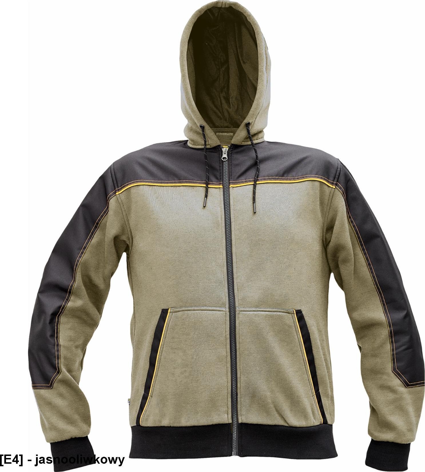 CERVA CREMORNE bluza - męska bluza z suwakiem, kaptur, 55% bawełna, 45% poliester - jasnooliwkowy 4XL