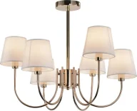 Lampy sufitowe - Złoty sześcioramienny żyrandol z tkaninowymi kloszami - V195-Berkel - miniaturka - grafika 1