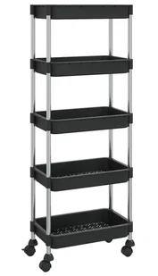 Czarny organizer kuchenny na kółkach E7-F38 - Wózki kuchenne - miniaturka - grafika 1