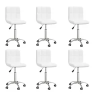 Krzesła - Lumarko Obrotowe krzesła stołowe, 6 szt., białe, sztuczna skóra - miniaturka - grafika 1