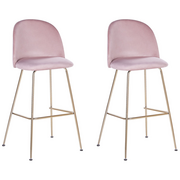 Krzesła - Beliani Zestaw 2 krzeseł barowych welurowy różowy ARCOLA - miniaturka - grafika 1