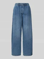 Spodnie damskie - Jeansy z szeroką nogawką z mieszanki bawełny i wiskozy model ‘VALERIA’ - miniaturka - grafika 1