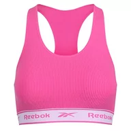 Koszulki i topy damskie - Reebok Damski bezszwowy prążkowany top ze zdejmowanymi podkładkami, bez fiszbin wycięty tył w różowym biustonoszu sportowym, różowy, S - miniaturka - grafika 1