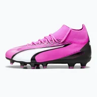 Piłka nożna - Buty piłkarskie dziecięce PUMA Ultra Pro FG/AG Jr poison pink/puma white/puma black - miniaturka - grafika 1