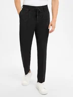 Spodnie męskie - Selected Męskie spodnie plisowane - Leroy Mężczyźni Sztuczne włókno czarny jednolity, S - miniaturka - grafika 1