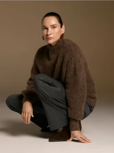 Reserved - Sweter z wełną z alpaki - brązowy - Moda i Uroda OUTLET - miniaturka - grafika 1