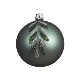Bombka szklana dekorowana mat zielona 8 cm - Bombki - miniaturka - grafika 1