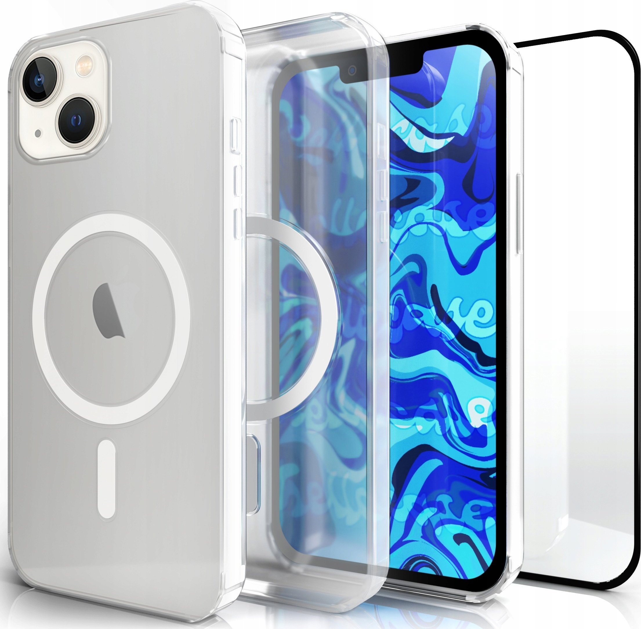 CaseMagsafe Etui magsafe do iPhone 13 przezroczyste magnetyczne pancerne + SZKŁO 5D 9H