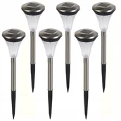 Lampy ogrodowe - SuperLED 6x Lampa solarna LED ogrodowa wbijana słupek latarenka stalowa - miniaturka - grafika 1