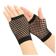 Stroje karnawałowe - Rękawiczki z siatki czarne mitenki lata 80 przebranie - miniaturka - grafika 1