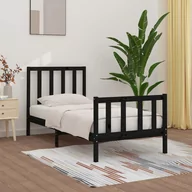 Łóżka - Lumarko Rama łóżka, czarna, lite drewno, 100 x 200 cm - miniaturka - grafika 1