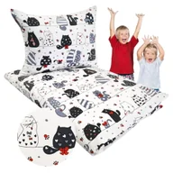 Pościel dla dzieci - Komplet Pościeli Dziecięcej 90x120 + 50x60 Szalone Koty Czerwone Na Białym 100% Bawełna Polski Producent - miniaturka - grafika 1