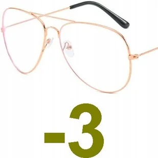 Okulary korekcyjne minusy pilotki złote -3 - Okulary korekcyjne, oprawki, szkła - miniaturka - grafika 1