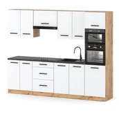 Meble kuchenne - Kuchnia słupek modułowa z blatem nowoczesna marra 2.6m duża wotan biały mat - miniaturka - grafika 1