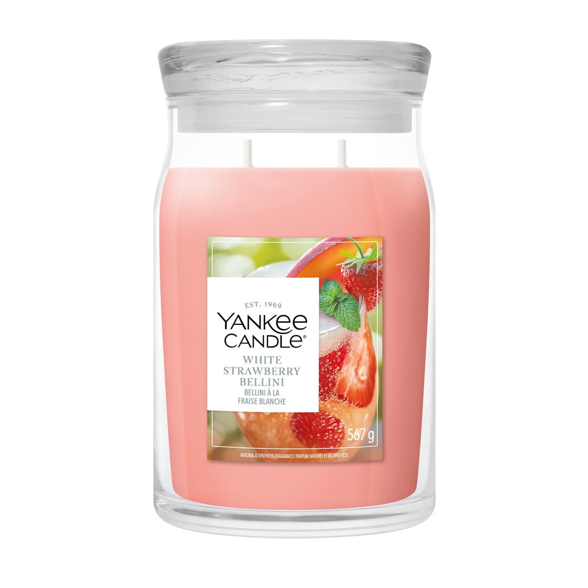 Świeca zapachowa duża Yankee Candle White Strawberry Bellini