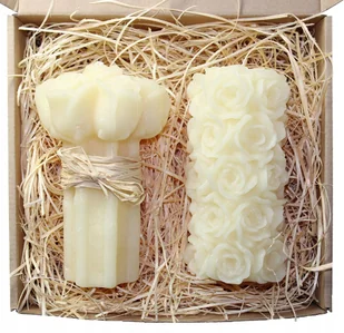 Świeczki na prezent zestaw RÓŻA 15 cm+ BUKIET ECRU - Świece - miniaturka - grafika 1