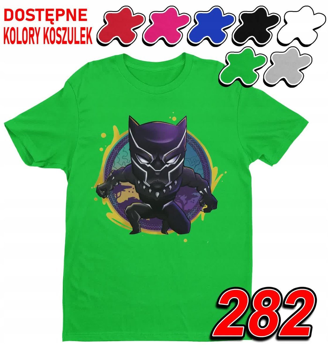 Dziecięca Koszulka Z Nadrukiem Avengers Czarna Pantera Kot- Xl 158-164