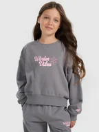 Bluzy dla dziewczynek - 4F Bluza dresowa nierozpinana bez kaptura dziewczęca - szara 134 (8-9 lat) - miniaturka - grafika 1