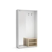 Inne meble biurowe - PLAN Ścianka na ubrania (wieszak) ze zwierciadłem, 2 haczyki, biała/dąb 6101293 - miniaturka - grafika 1