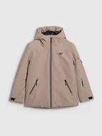Kurtki i kamizelki sportowe męskie - 4F Kurtka snowboardowa membrana 8000 chłopięca - brązowa 122 (6-7 lat) - miniaturka - grafika 1