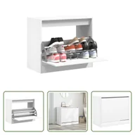 Szafki na buty - The Living Store szafka na buty biała 80x42x69 cm materiał drewnopochodny - miniaturka - grafika 1