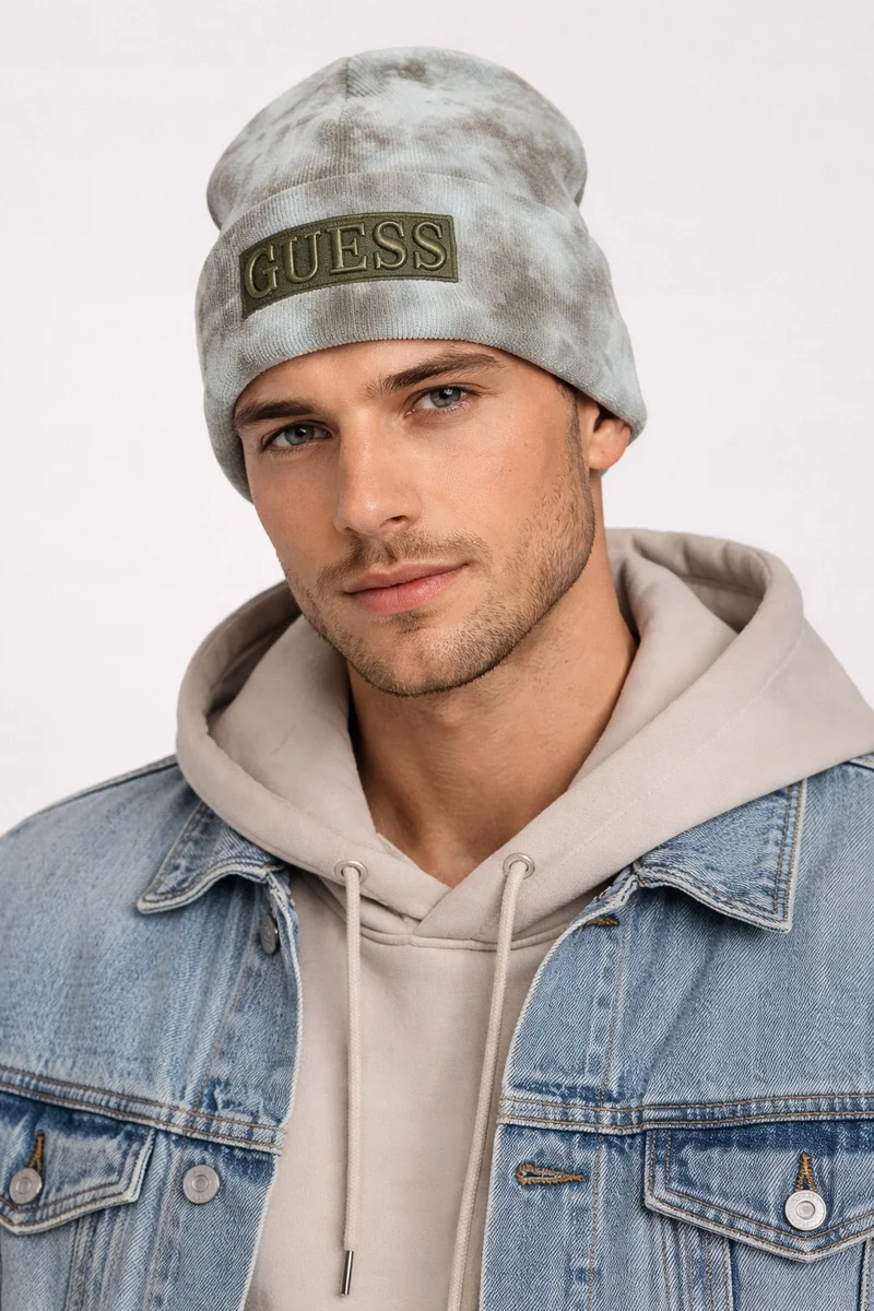 GUESS ZIMOWA CZAPKA BEANIE Z LOGO W ODCIENIU SZARYM 158-166 GGA