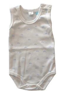 PINOKIO BODY NA RAMIĄCZKACH LOVELY DAY BABY BLUE ECRU AUTKA 74 - Body dla niemowląt - miniaturka - grafika 1