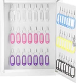 Zawieszki - Springos Skrzynka na klucze z 42 zawieszkami, metalowy sejf, kasetka biała UNIWERSALNY - miniaturka - grafika 1