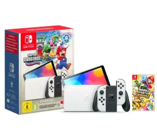 Nintendo Switch OLED Biały + Super Mario Bros. Wonder + Super Mario Party Jamboree + Nintendo Online 365dni - Konsole Nintendo - miniaturka - grafika 1