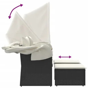 2-osobowa sofa ogrodowa z daszkiem i podnóżkami, czarna, rattan PE Lumarko! - Sofy ogrodowe - miniaturka - grafika 8