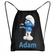 Plecaki worki - Worek Szkolny Na Buty Plecak Smerfy Smerf + IMIĘ - miniaturka - grafika 1