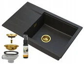 Zlewozmywaki - Granitan Zlew Granitowy Golden Louis Ociekacz Syfon Złoty - miniaturka - grafika 1