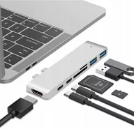 Stacje dokujące i replikatory portów - HUB DO LAPTOPA CO2, 7W1 DO APPLE, DO MACBOOK PRO , DO AIR RETINA, USB-C, HDMI, KARTA PAMIĘCI SD, MICRO SD, 1 X HD, SREBRNY 0029 - miniaturka - grafika 1