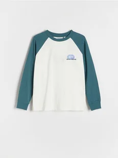 Reserved - Bawełniany longsleeve z nadrukiem - morski - Bluzki dla chłopców - miniaturka - grafika 1