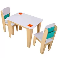 Stoliki dla dzieci - KidKraft 706943205440 kieszonkowy stół do przechowywania z 2 krzesłami - meble do sypialni dla dzieci - miniaturka - grafika 1