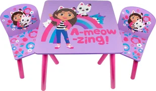KOCI DOMEK GABI STÓŁ STOLIK DLA DZIECI DREWNIANY 2 KRZESEŁKA MEBLE - Zestawy mebli dla dzieci - miniaturka - grafika 1